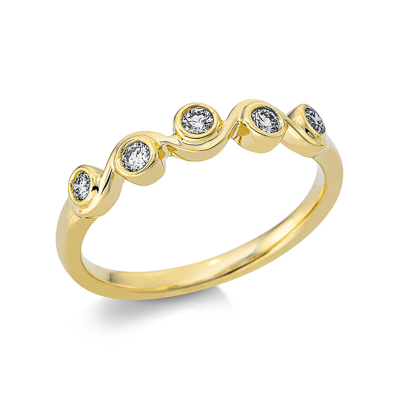 Ring Zarge 18 kt GG. 5 Brillanten 0.17 ct. TW-si. Weite:53