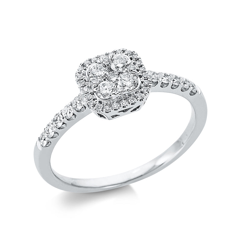 Ring 18 kt WG, 4 Brill. 0,18 ct, TW-si, 39 Brill. 0,24 ct, TW-si