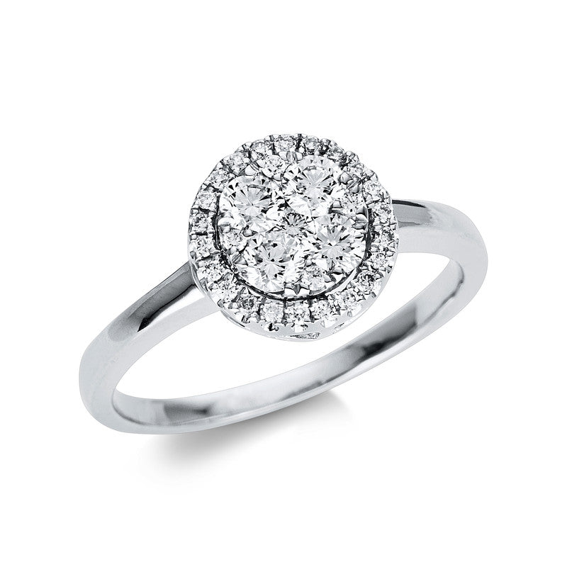 Ring 18 kt WG, 27 Brill. 0,14 ct, TW-si, 4 Brill. 0,33 ct, TW-si