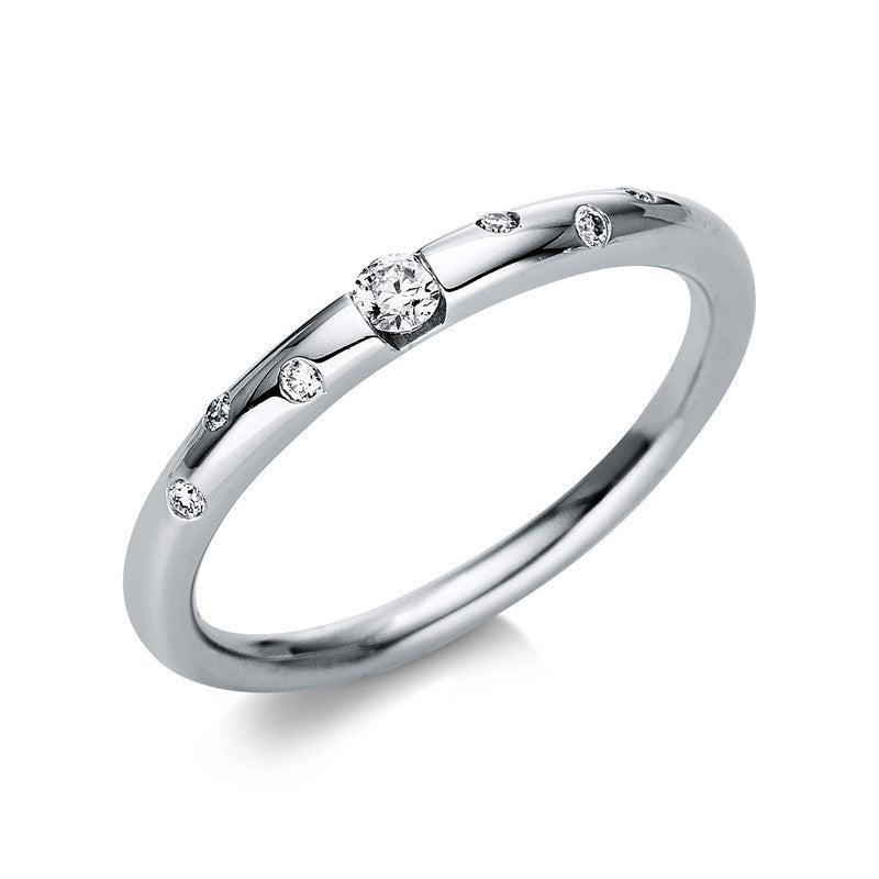 Ring 18 kt WG, 1 Brill. 0,06 ct, TW-si, 6 Brill. 0,04 ct, TW-si
