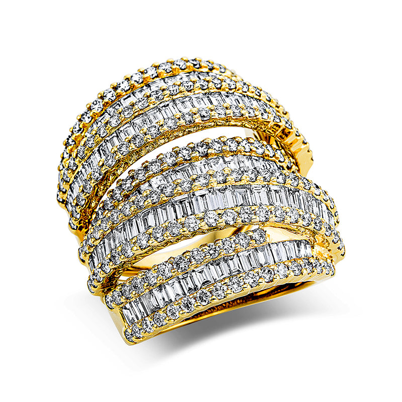Ring 18 kt GG, 93 Trap. 3,32 ct, TW-vsi, 192 Brill. 2,69 ct, TW-vsi