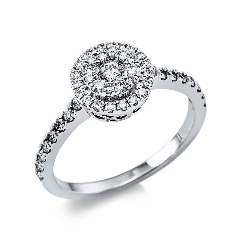 Ring 18 kt WG, 1 Brill. 0,08 ct, TW-vsi, 47 Brill. 0,52 ct, TW-vsi