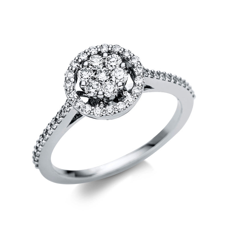 Ring 18 kt WG, 1 Brill. 0,06 ct, TW-vsi, 47 Brill. 0,43 ct, TW-vsi