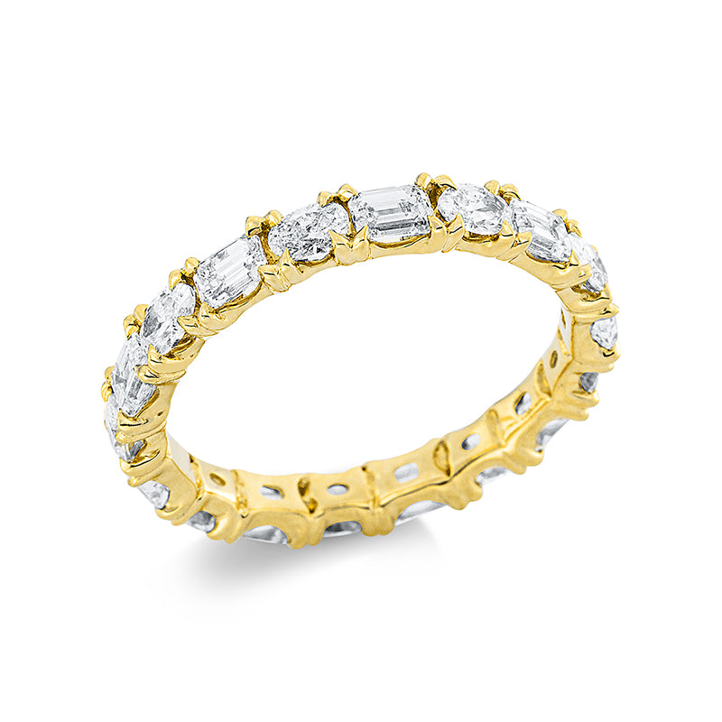 Ring 18 kt GG. 9 Sm.schliff 1.20 ct. TW-vsi. 9 Oval 0.83 ct. TW-vsi. B:3.2 mm. Weite:54