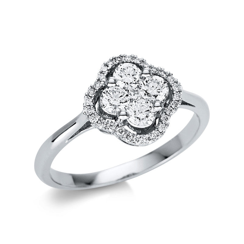 Ring 18 kt WG, 29 Brill. 0,13 ct, TW-si, 4 Brill. 0,44 ct, TW-si