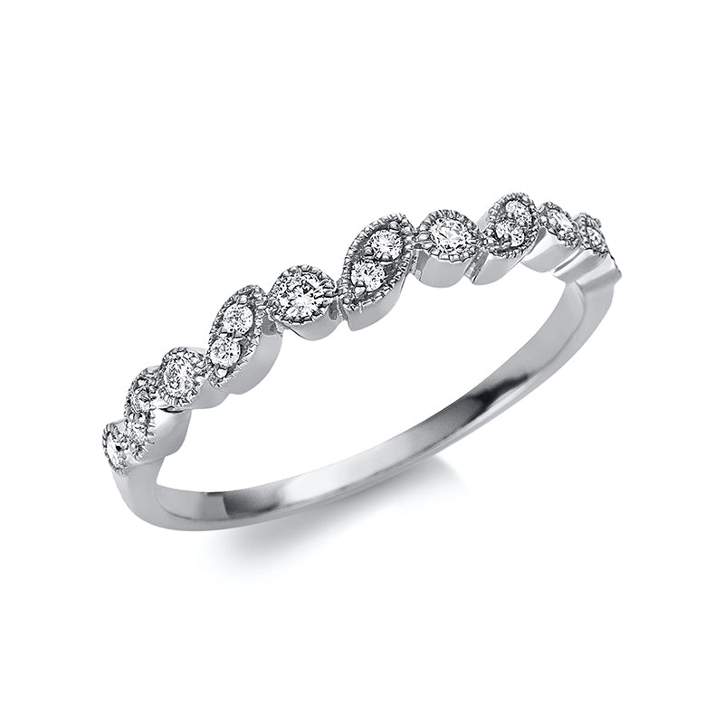 Ring 14 kt WG. 16 Brillanten 0.17 ct. TW-si. B:3.2 mm. Weite:54