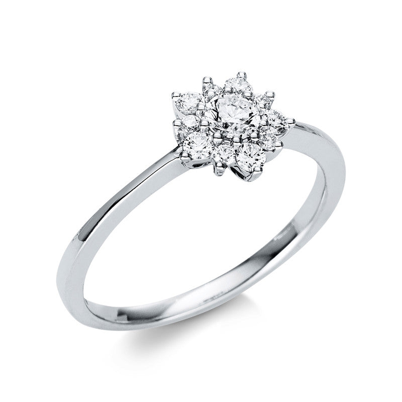 Ring 18 kt WG, 1 Brill. 0,17 ct, TW-si, 10 Brill. 0,17 ct, TW-si