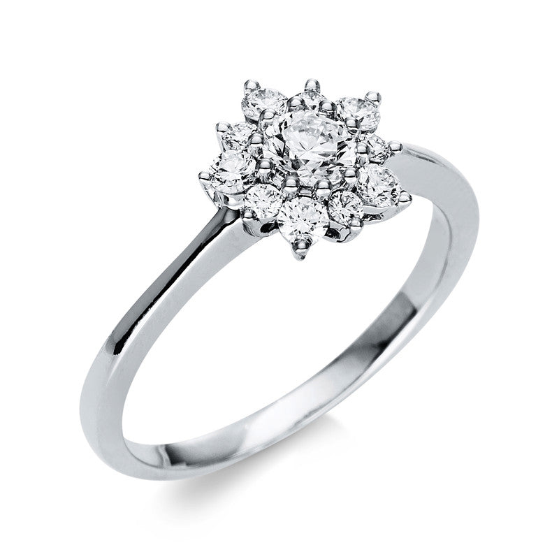 Ring 18 kt WG, 1 Brill. 0,24 ct, TW-si, 10 Brill. 0,27 ct, TW-si