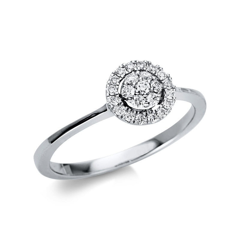 Ring 18 kt WG. 6 Brillanten 0.08 ct. TW-si. 17 Brillanten 0.10 ct. TW-si. Weite:54