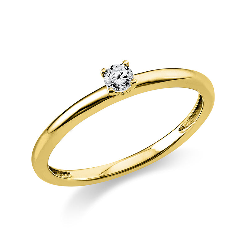 Ring 4er-Krappe 14 kt GG. 1 Brill. 0.10 ct. TW-si. Weite:50