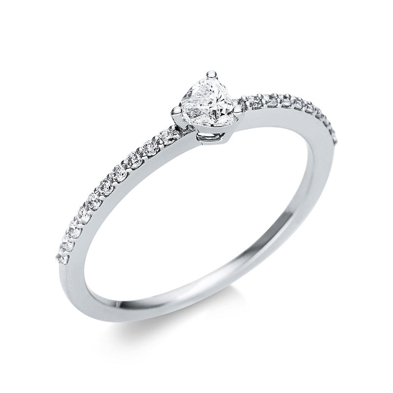 Ring 3er-Krappe 18 kt WG Herz. 1 Herzschl. 0.20 ct. TW-si. 20 Brillanten 0.17 ct. TW-si. Weite:54