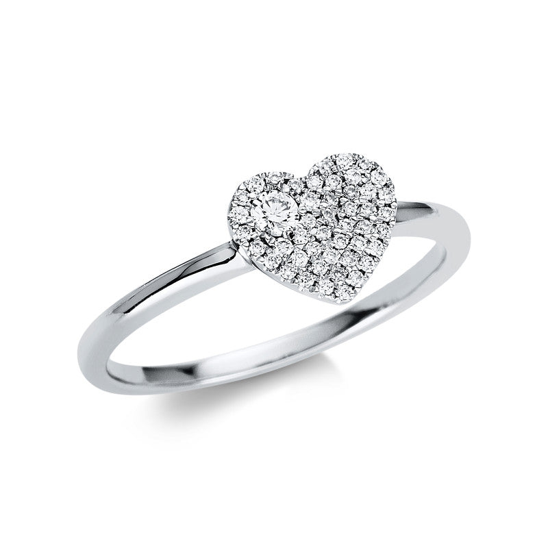 Ring 18 kt WG, 1 Brill. 0,05 ct, TW-si, 46 Brill. 0,11 ct, TW-si