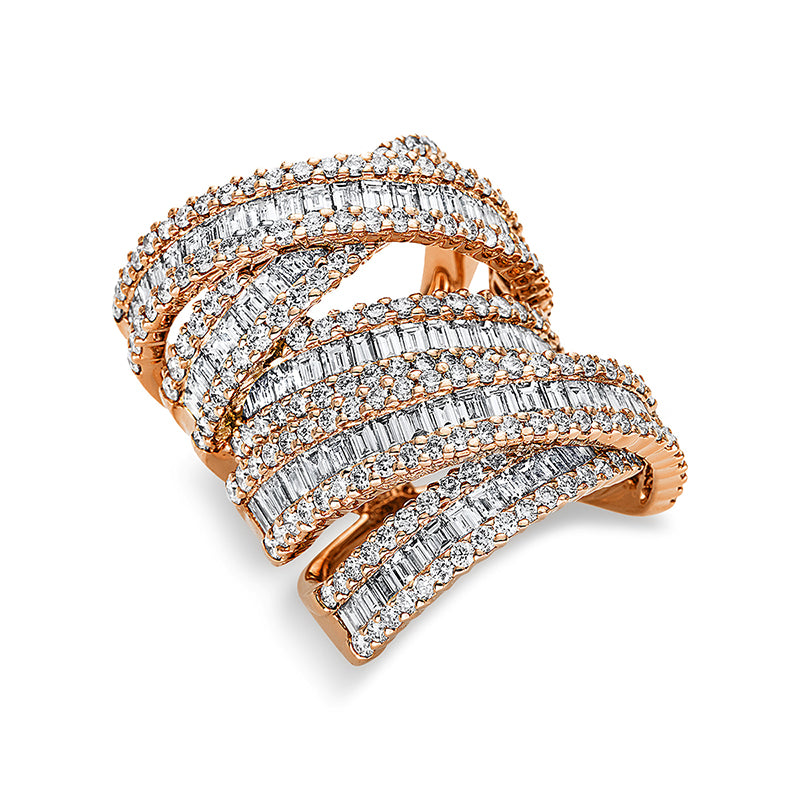 Ring 18 kt RG. 94 Trapeze 4.24 ct. TW-vsi. 200 Brillanten 2.99 ct. TW-vsi. Weite:54