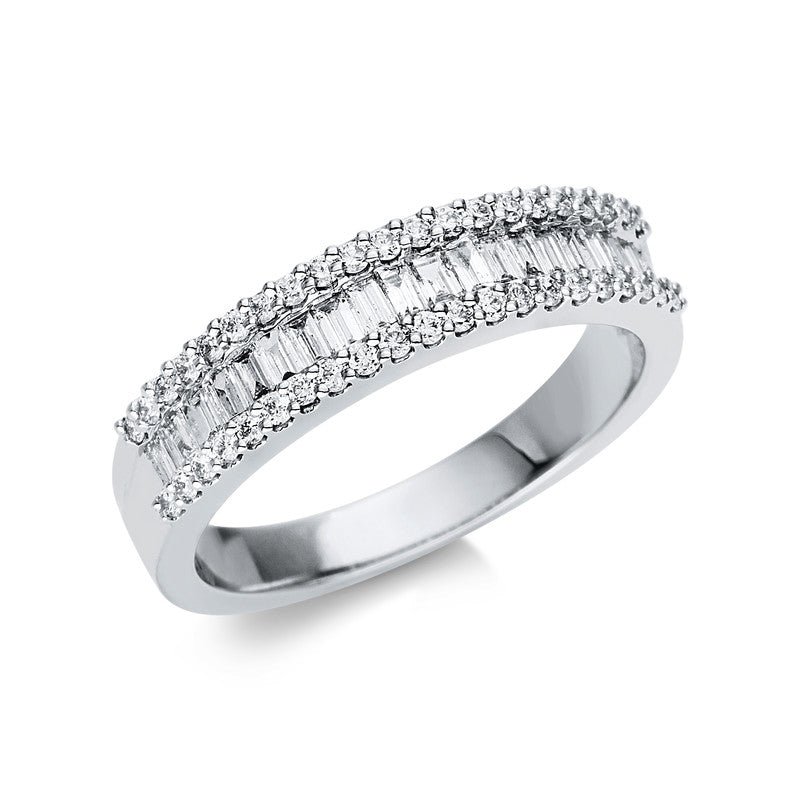 Ring 18 kt WG, 25 Trap. 0,25 ct, TW-si, 42 Brill. 0,28 ct, TW-si