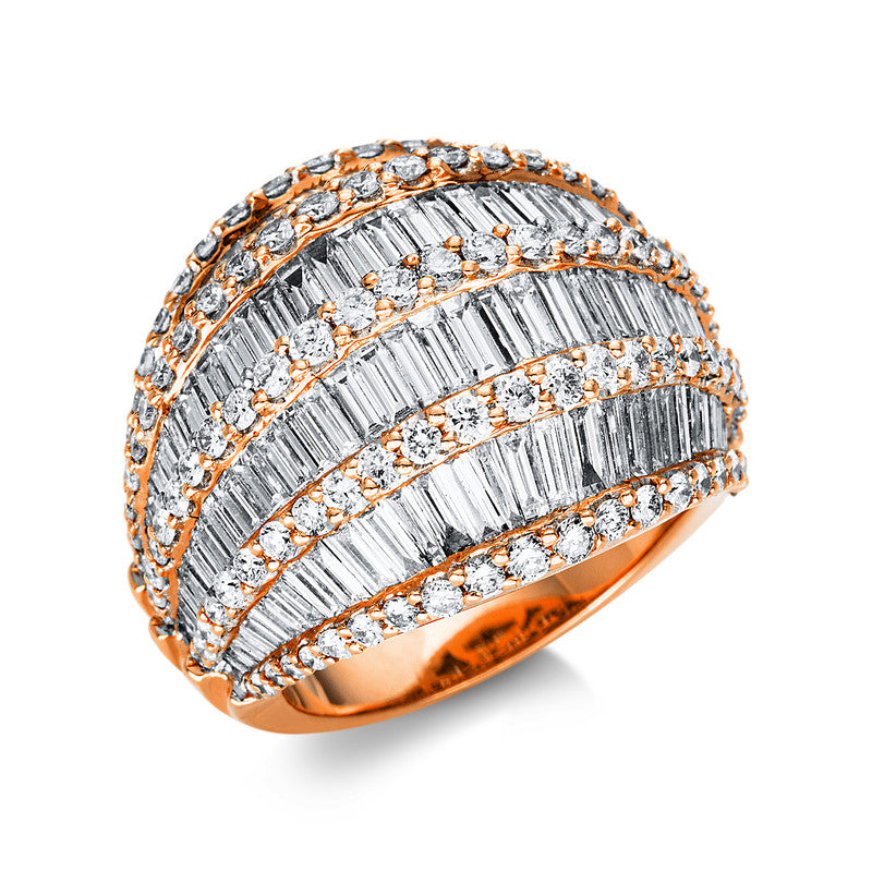 Ring 18 kt RG, 137 Trap. 3,74 ct, TW-vsi, 121 Brill. 1,64 ct, TW-vsi