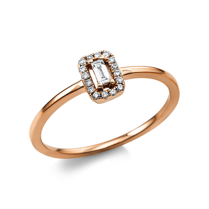 Ring 18 kt RG, 1 Bag. 0,06 ct, TW-si, 16 Brill. 0,06 ct, TW-si