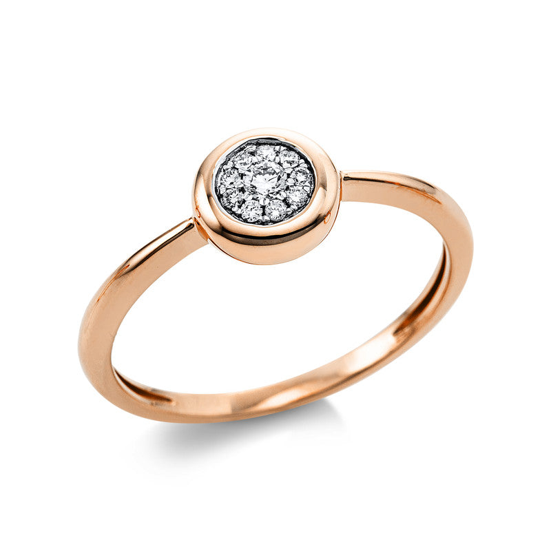 Ring 18 kt RG, 1 Brill. 0,04 ct, TW-si, 9 Brill. 0,04 ct, TW-si