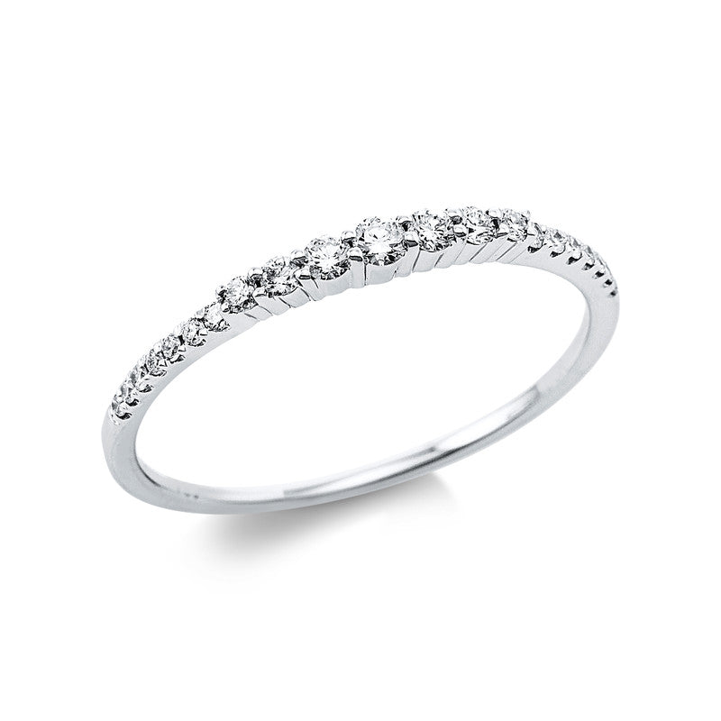 Ring 18 kt WG, 14 Brill. 0,06 ct, TW-si, 6 Brill. 0,09 ct, TW-si, 1 Brill. 0,03 ct, TW-si