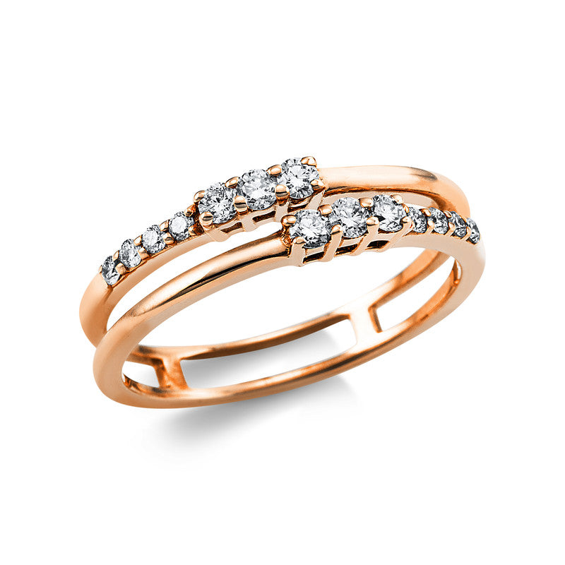 Ring 14 kt RG, 8 Brill. 0,08 ct, TW-vsi, 6 Brill. 0,17 ct, TW-vsi