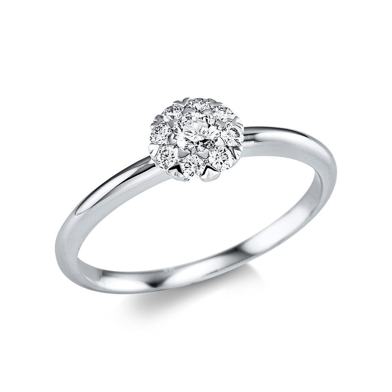 Ring 18 kt WG, 9 Brill. 0,26 ct, TW-si