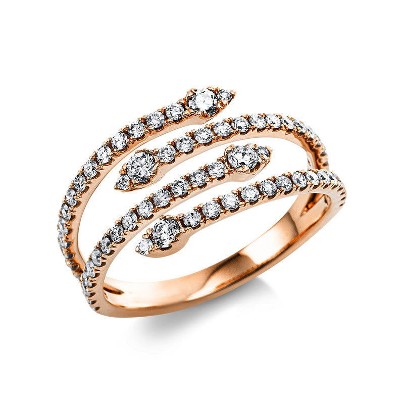 Ring 14 kt RG, 4 Brill. 0,14 ct, TW-si, 60 Brill. 0,58 ct, TW-si