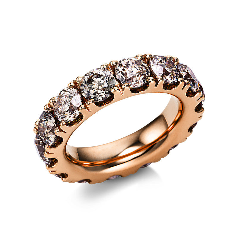Ring 18 kt RG, 14 Brill. 8,16 ct, braun