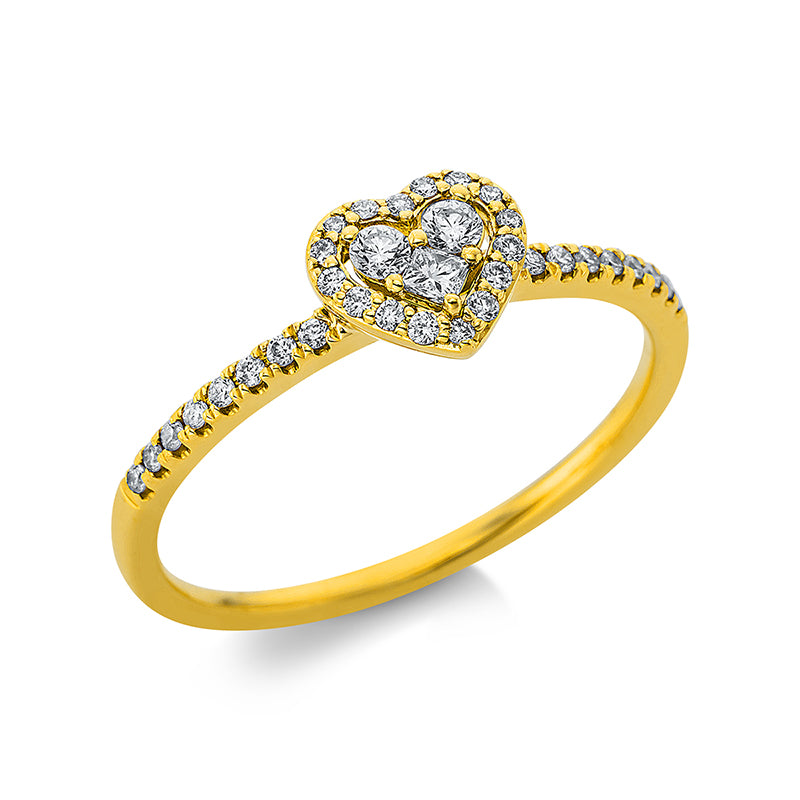 Ring 18 kt GG, 32 Brill. 0,12 ct, TW-si, 1 Princ. 0,05 ct, TW-si, 2 Brill. 0,05 ct, TW-si