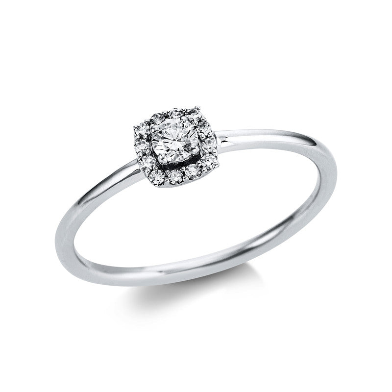 Ring 18 kt WG, 1 Brill. 0,10 ct, TW-si, 13 Brill. 0,15 ct, TW-si