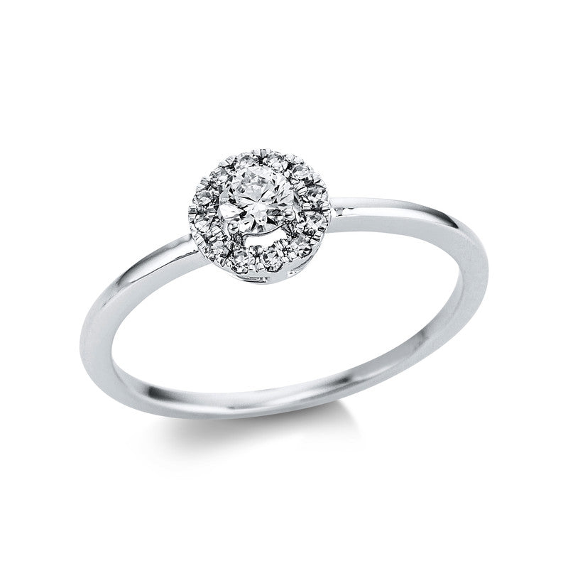 Ring 18 kt WG, 1 Brill. 0,19 ct, TW-si, 17 Brill. 0,28 ct, TW-si
