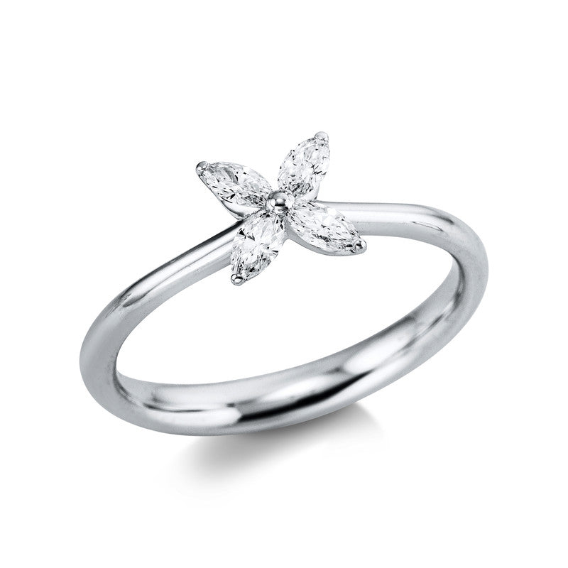 Ring 18 kt WG, 4 Nav. 0,24 ct, F-si