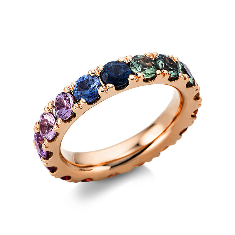 Ring 18 kt RG, 17 Saphire 4,70 ct fancy
