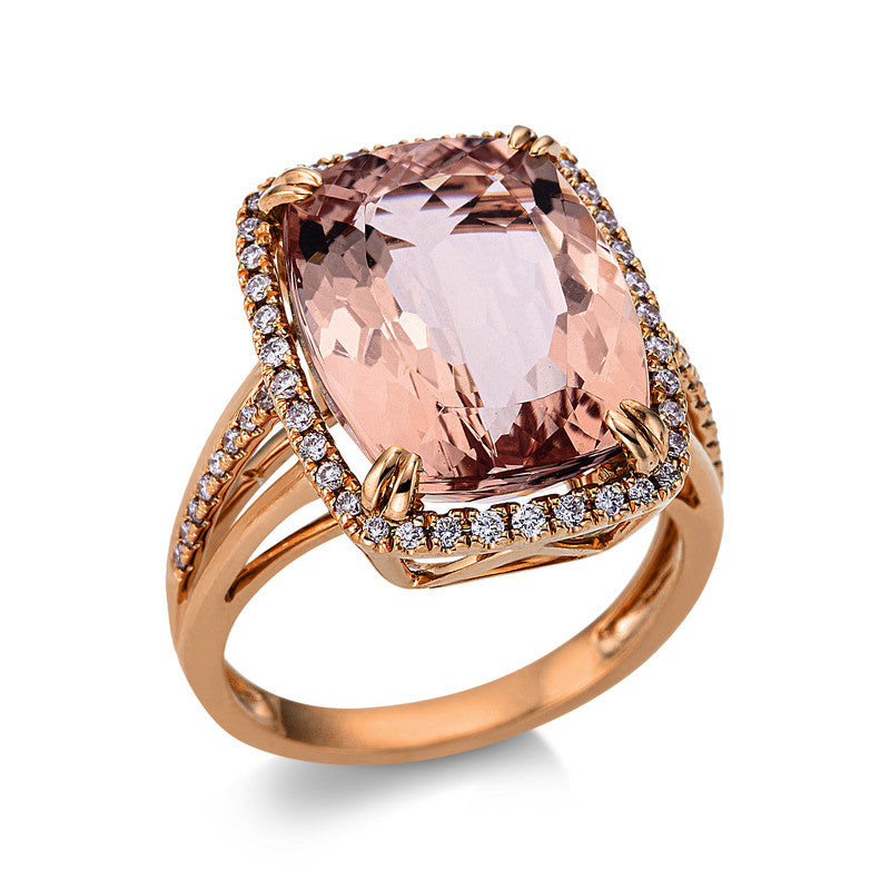 Ring 18 kt RG. 54 Brillanten 0.34 ct. TW-si. 1 Morganit 11.20 ct pink. Weite:54