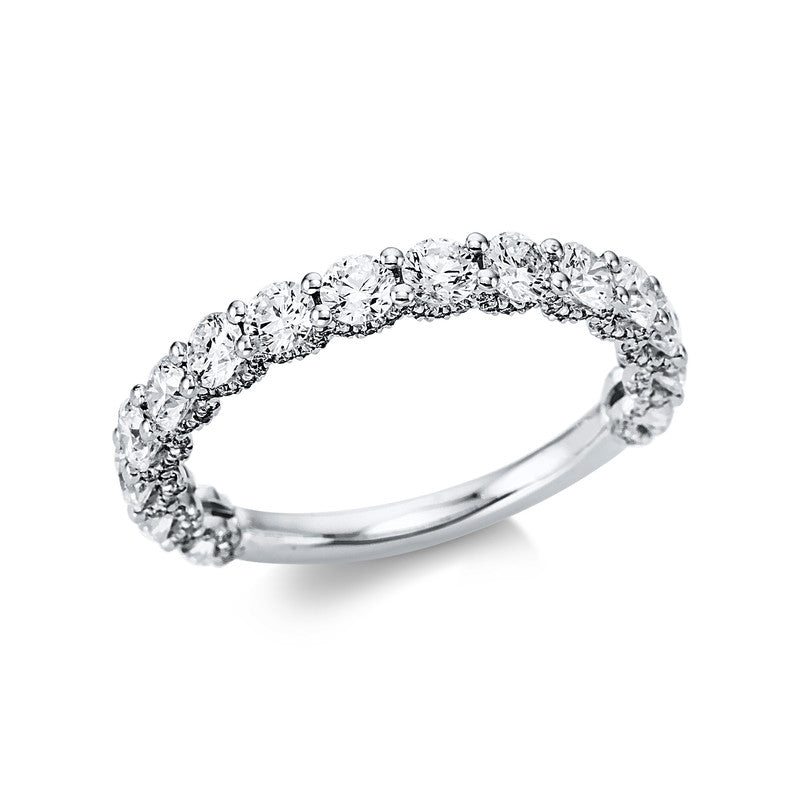 Ring 18 kt WG, 15 Brill. 1,36 ct, TW-si, 122 Brill. 0,17 ct, TW-si