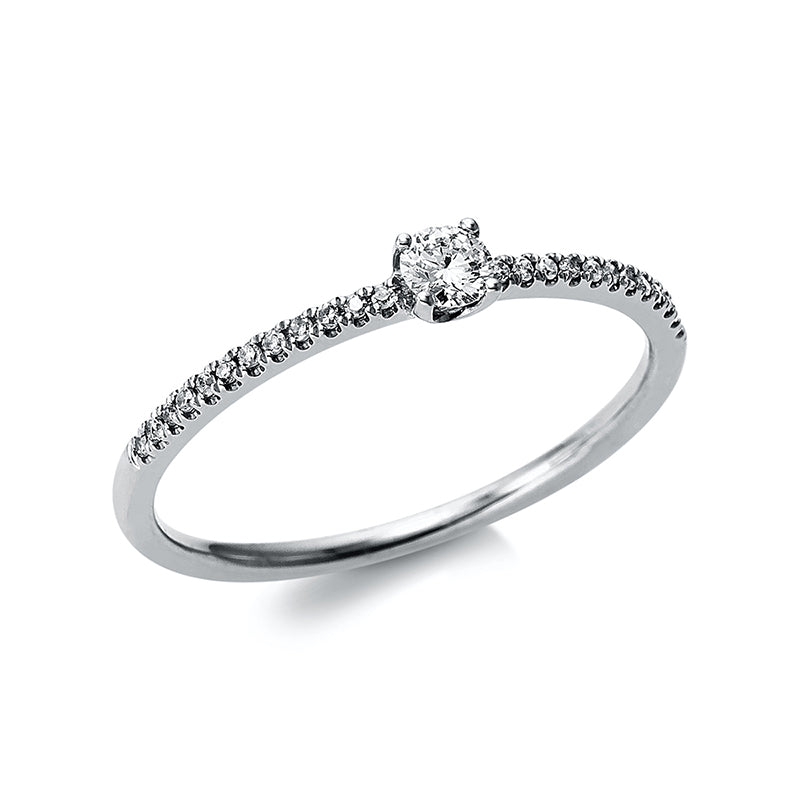 Ring 18 kt WG, 1 Dia. 0,11 ct, W-si, 24 Dia. 0,08 ct, W-si
