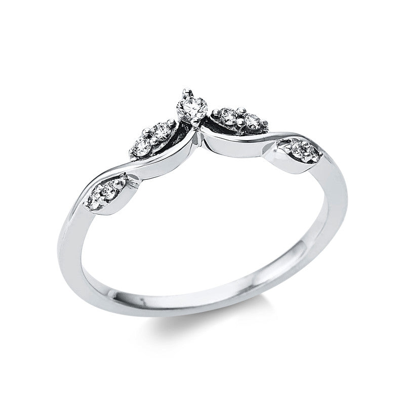 Ring 18 kt WG, 9 Brill. 0,12 ct, TW-si