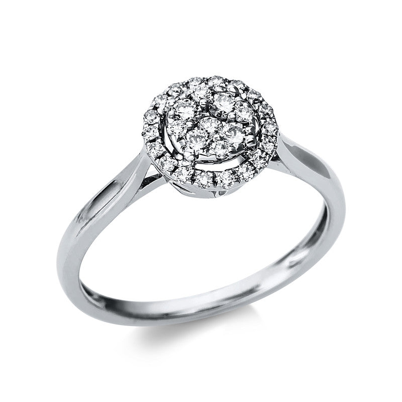 Ring 18 kt WG, 4 Brill. 0,13 ct, TW-si, 1 Brill. 0,01 ct, TW-si, 22 Brill. 0,13 ct, TW-si