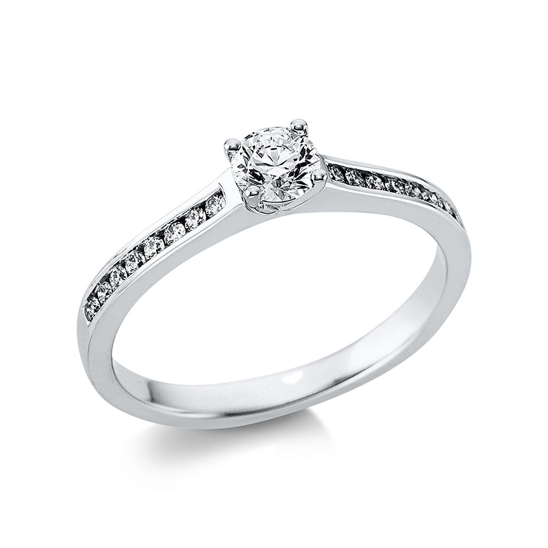Ring 18 kt WG. GIA7383727549. 16 Brillanten 0.14 ct. TW-si. 1 Brill. 0.31 ct. F-si. Weite:54