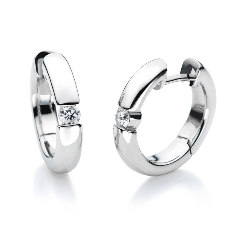 Creolen 14 kt WG, 2 Brill. 0,16 ct, TW-si
