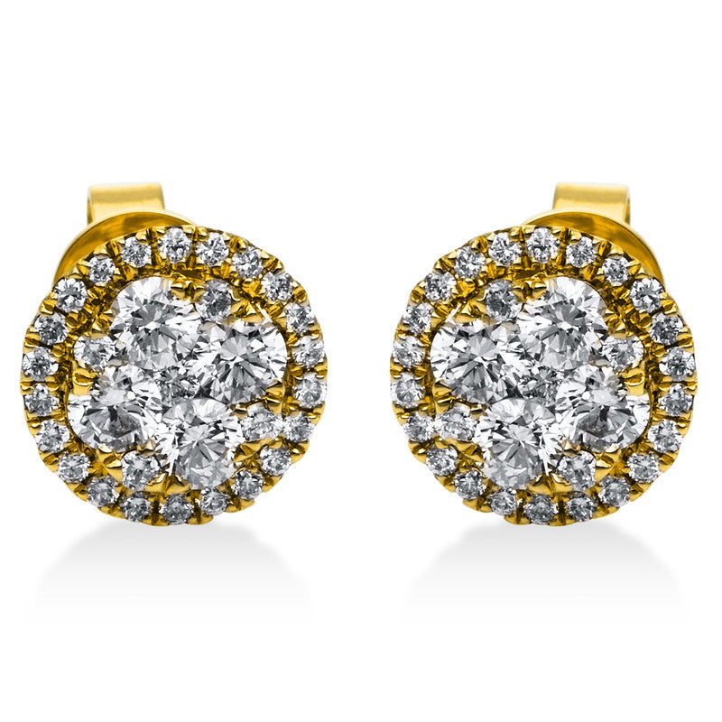 Ohrstecker 18 kt GG, 8 Brill. 0,65 ct, TW-vsi/si, 54 Brill. 0,31 ct, TW-vsi/si
