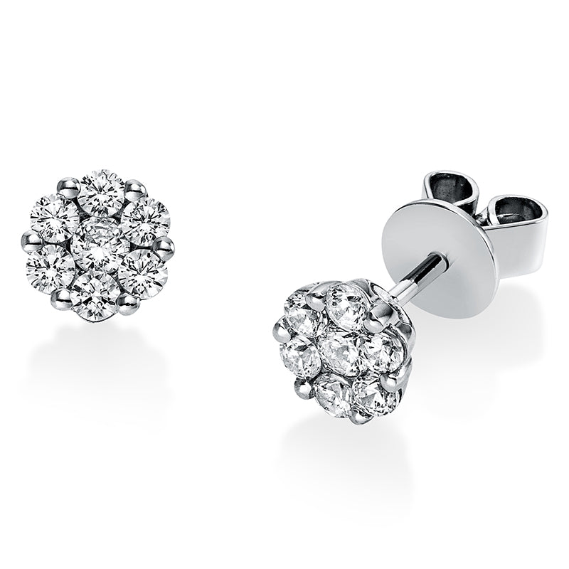 Ohrstecker 14 kt WG, 14 Brill. 0,52 ct, TW-si