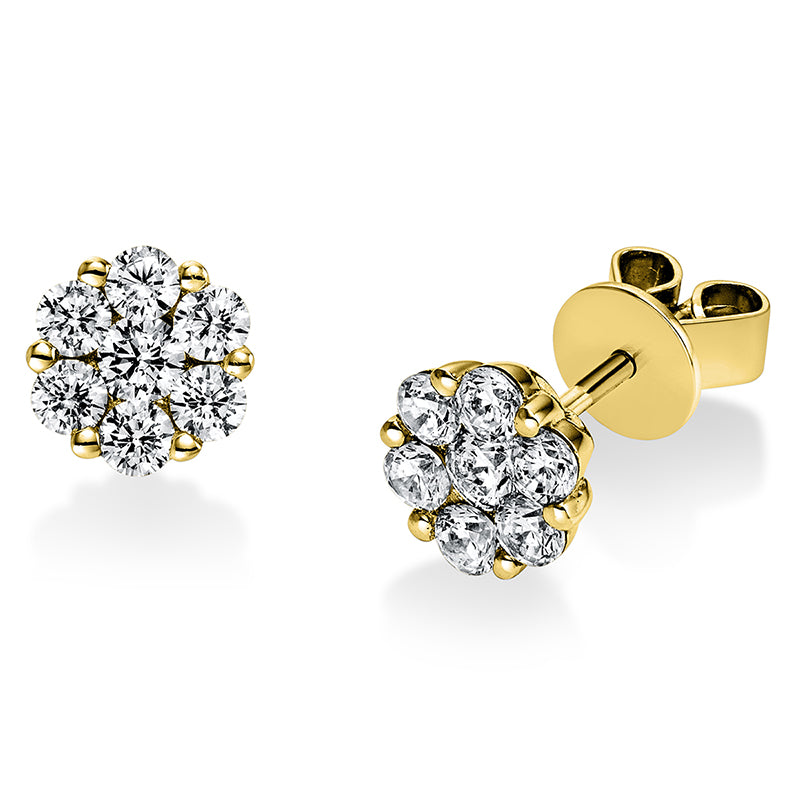 Ohrstecker 18 kt GG, 2 Brill. 0,16 ct, TW-si, 12 Brill. 0,69 ct, TW-si