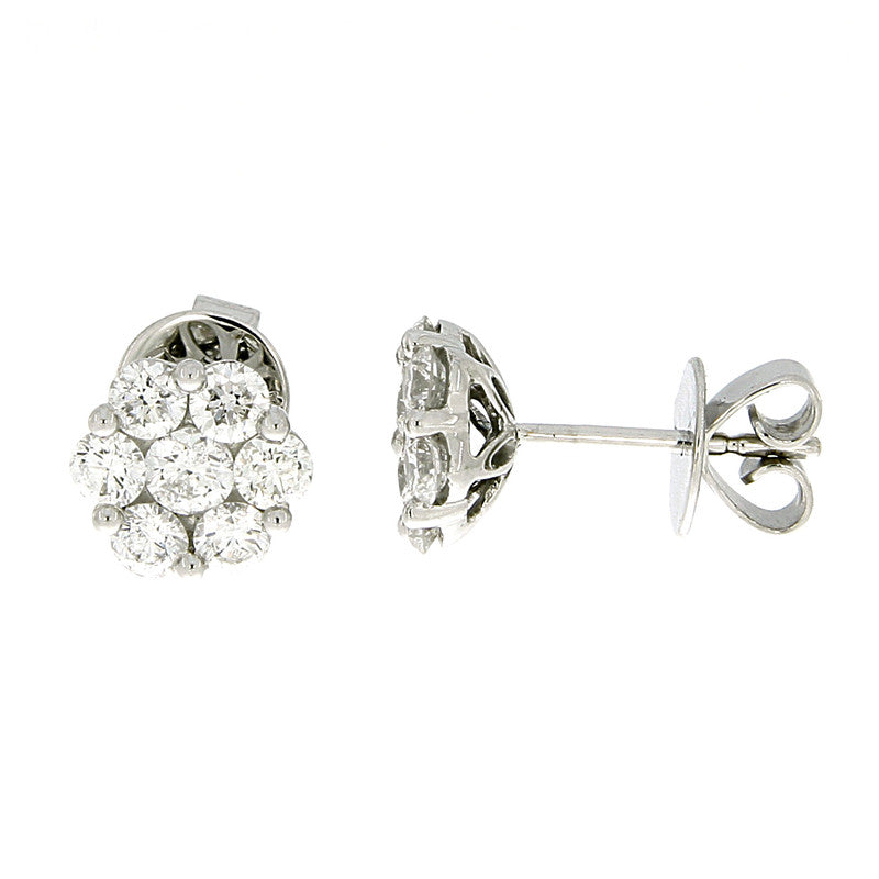 Ohrstecker 18 kt WG, 14 Brill. 1,37 ct, TW-si