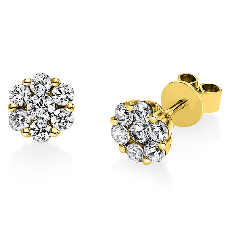 Ohrstecker 18 kt GG, 2 Brill. 0,27 ct, TW-si, 12 Brill. 0,77 ct, TW-si