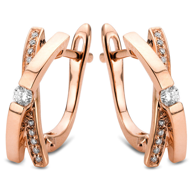 Ohrschmuck 18 kt RG, 2 Brill. 0,12 ct, TW-si, 20 Brill. 0,05 ct, TW-si