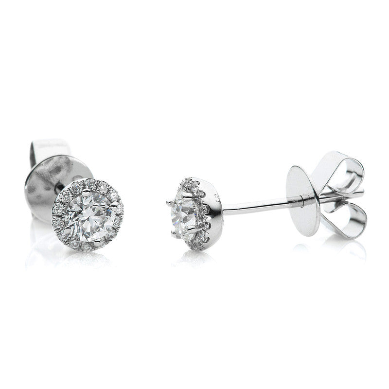 Ohrstecker 18 kt WG. 28 Brillanten 0.10 ct. TW-si. 2 Brillanten 0.28 ct. TW-si. H:5.5 mm