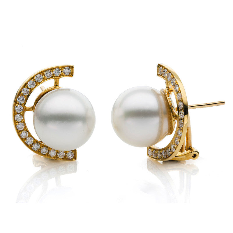 Ohrschmuck 18 kt GG, 34 Brill. 0,65 ct, W-si, 2 SS 12,5 mm