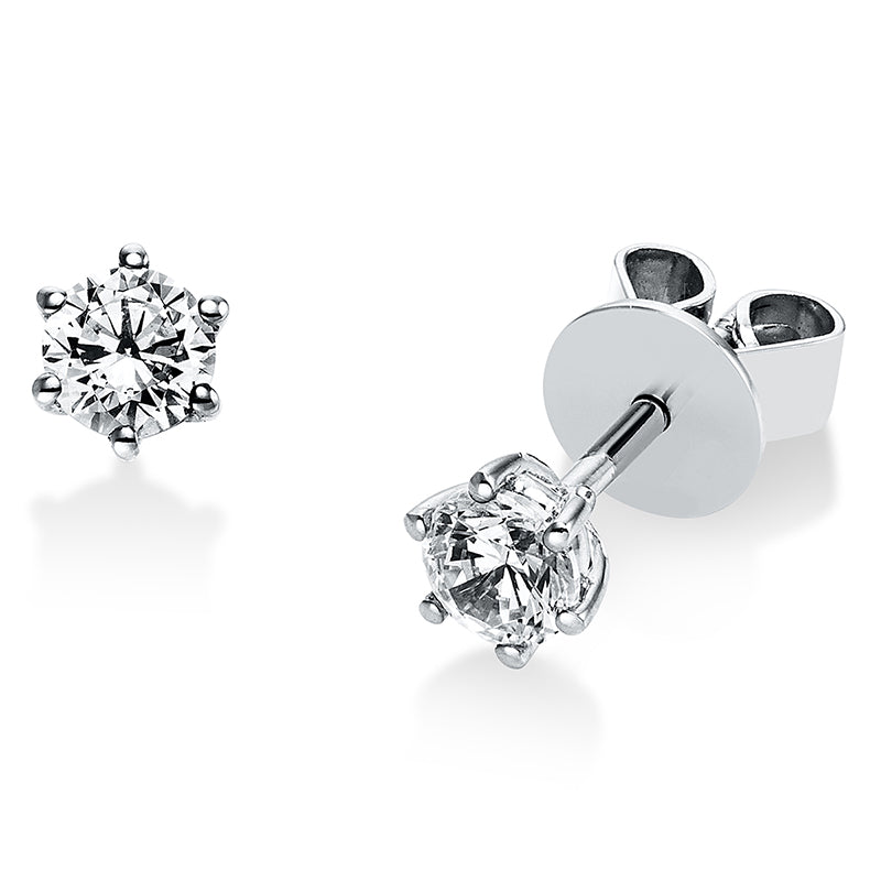 Ohrstecker 6er-Krappe 14 kt WG. 2 Brillanten 0.40 ct. TW-si. Ø:4.6 mm