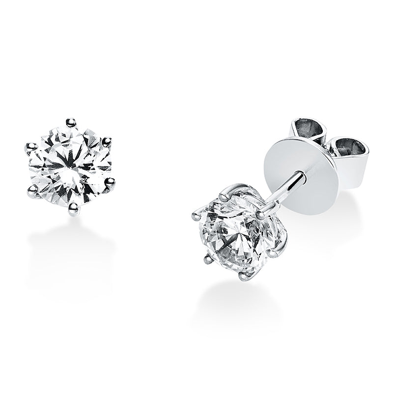 Ohrstecker 6er-Krappe 14 kt WG. GIA2397561821+GIA6217708572. 2 Brillanten 1.00 ct. F-si