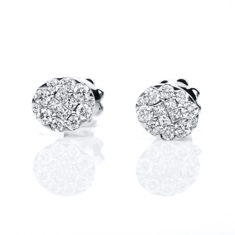 Ohrstecker 18 kt WG, 8 Princ. 0,23 ct, TW-si, 20 Brill. 0,57 ct, TW-si