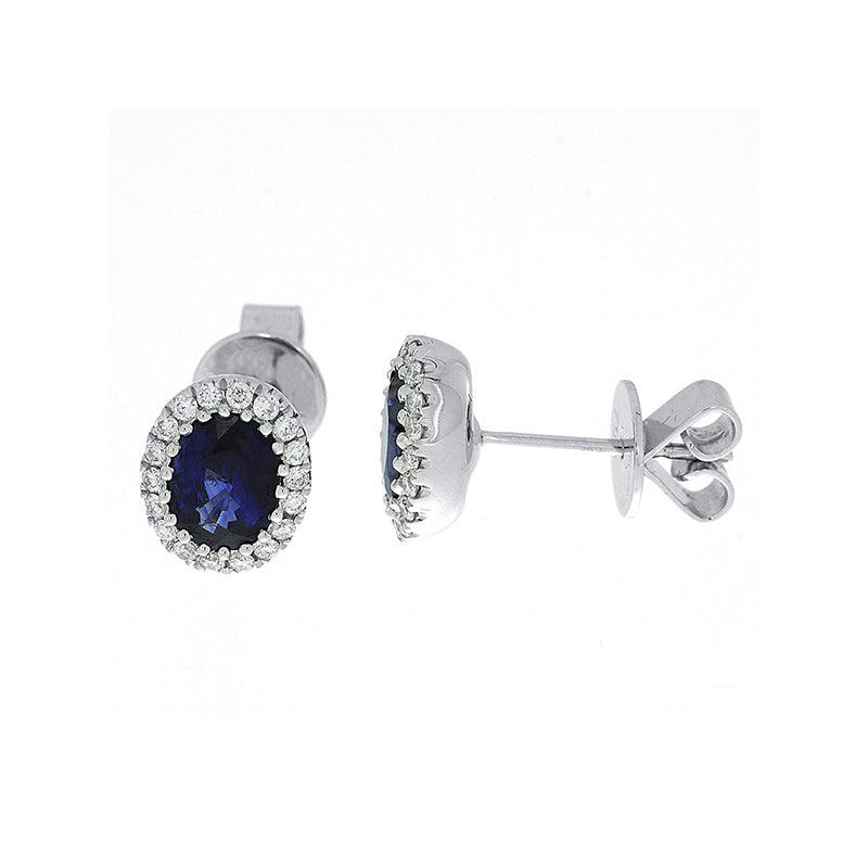 Ohrstecker 18 kt WG, 36 Brill. 0,26 ct, TW-vsi/si, 2 Saphire 2,06 ct blau